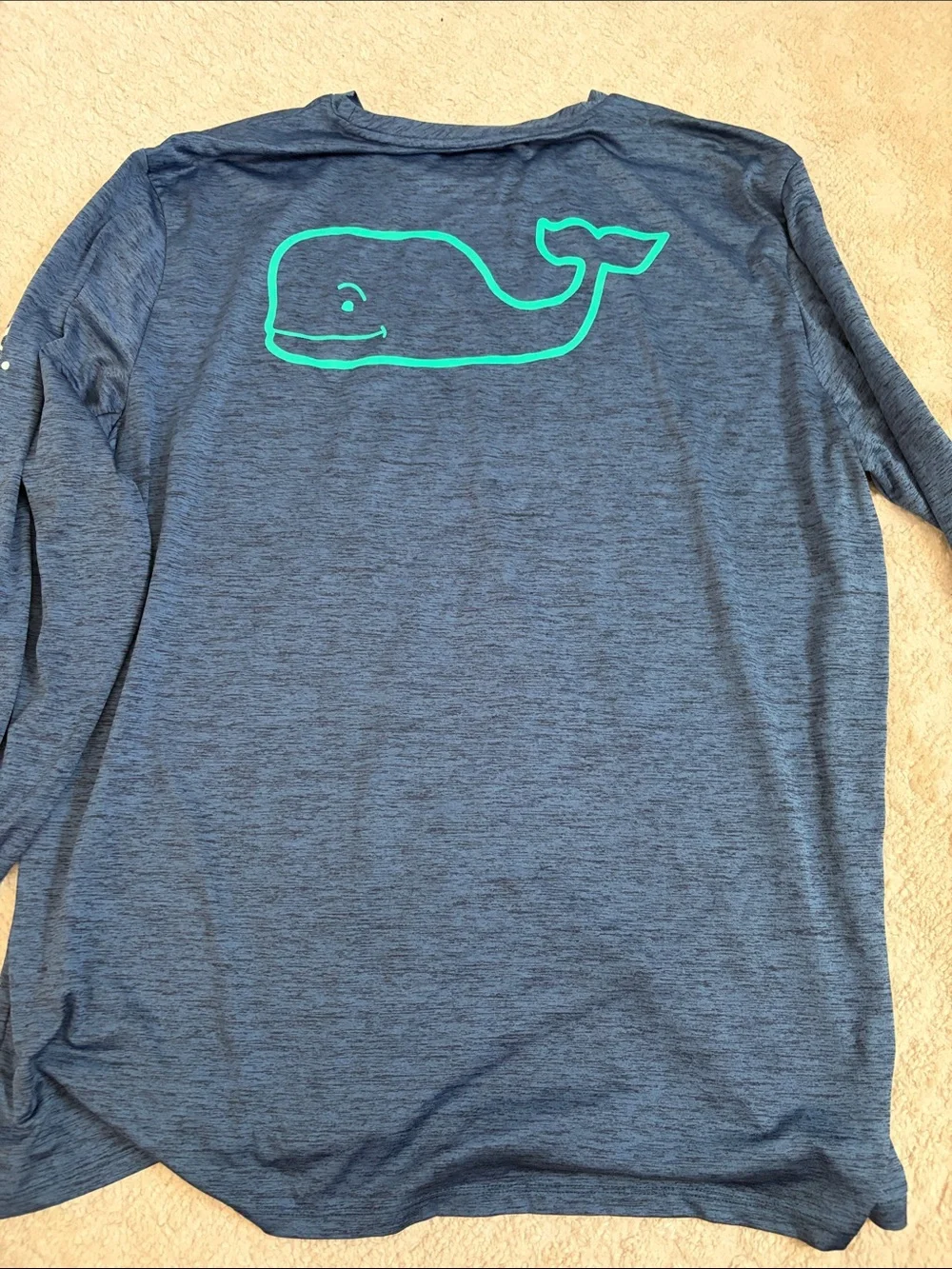 Vineyard Vines Heather Navy Long Sleeve Rash Guard with Mint Logo